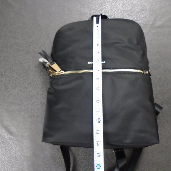 Michael Kors Polly MK MD Slim Zip Backpack Black Nylon Gold 30S9GP5B8C main image 11